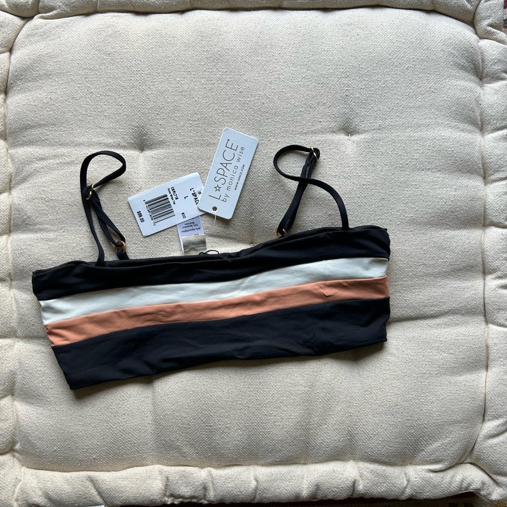 NWT L Space Rebel Stripe Bikini Top
